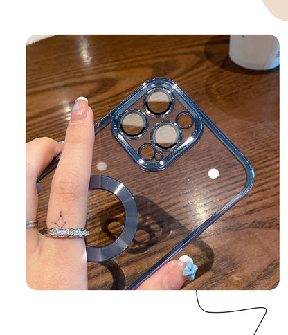 Luxury Square Plating Clear Case For iPhone 13 12 11 Pro Max X XR XS Plus LOGO Hole Hollow Soft Silicone Glass Camera Cover The Clothing Company Sydney