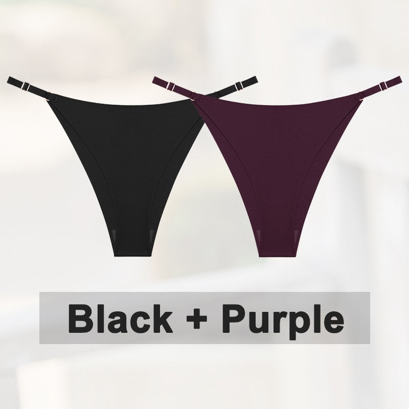 2 pack Seamless Silky G-String Thongs Lingerie Low Rise Panties Adjustable Waistband Straps Hipster Underwear Intimates The Clothing Company Sydney