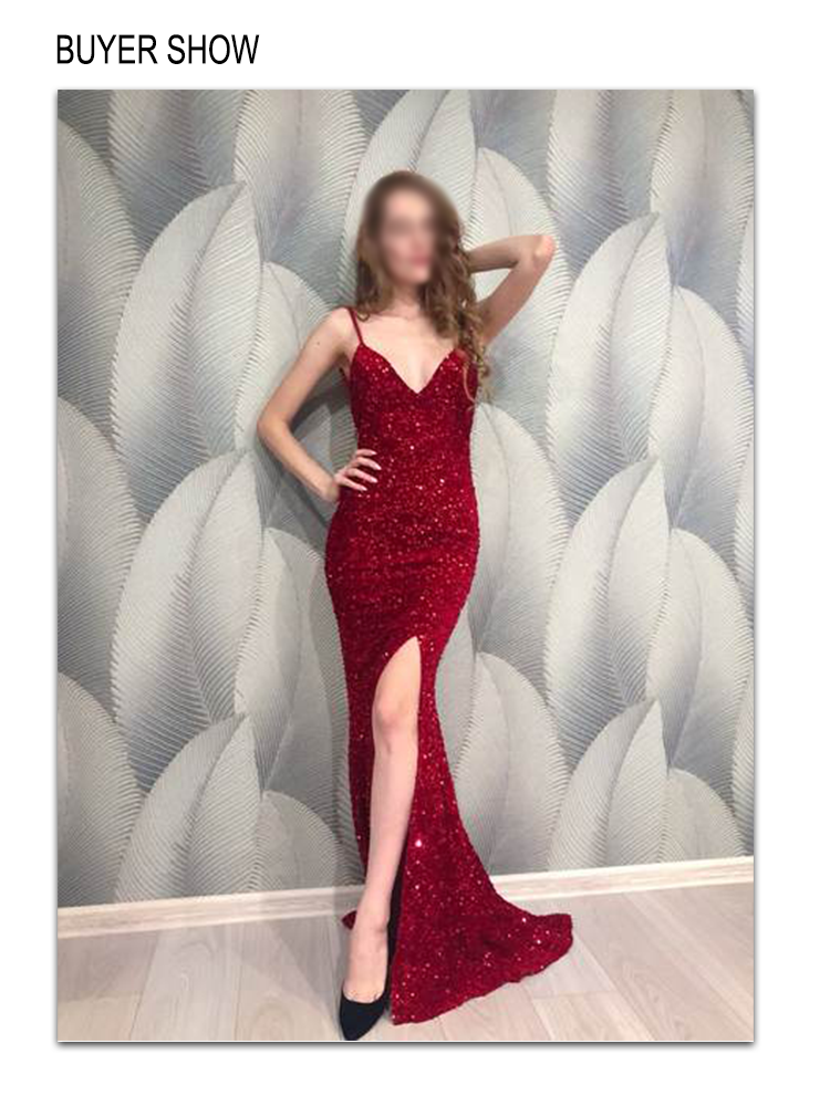 Sequin Backless Slip Mermaid Long Party Luxury V Neck Velvet Stretch Slit Sleeveless Cocktail Prom Formal Dress The Clothing Company Sydney