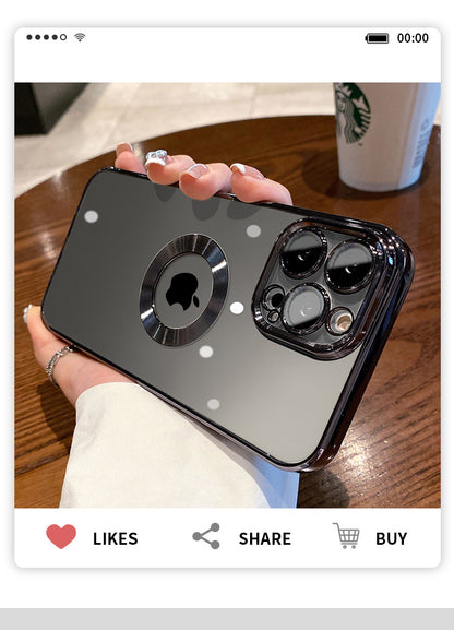 Luxury Square Plating Clear Case For iPhone 13 12 11 Pro Max X XR XS Plus LOGO Hole Hollow Soft Silicone Glass Camera Cover The Clothing Company Sydney