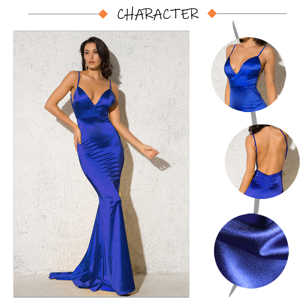 Backless Satin Evening Gown Strappy Deep V Neck Floor Length Prom Padded Stretch Formal Cocktail Wedding Party Dresses The Clothing Company Sydney