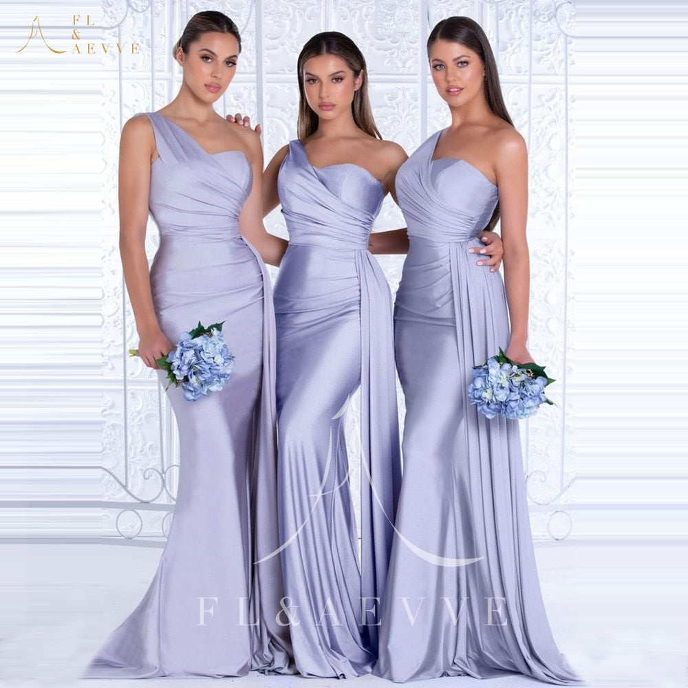 Mermaid Bridesmaid Dresses One Shoulder Dresses Elegant Wedding Elastic Satin Party Bridesmaids Gowns The Clothing Company Sydney