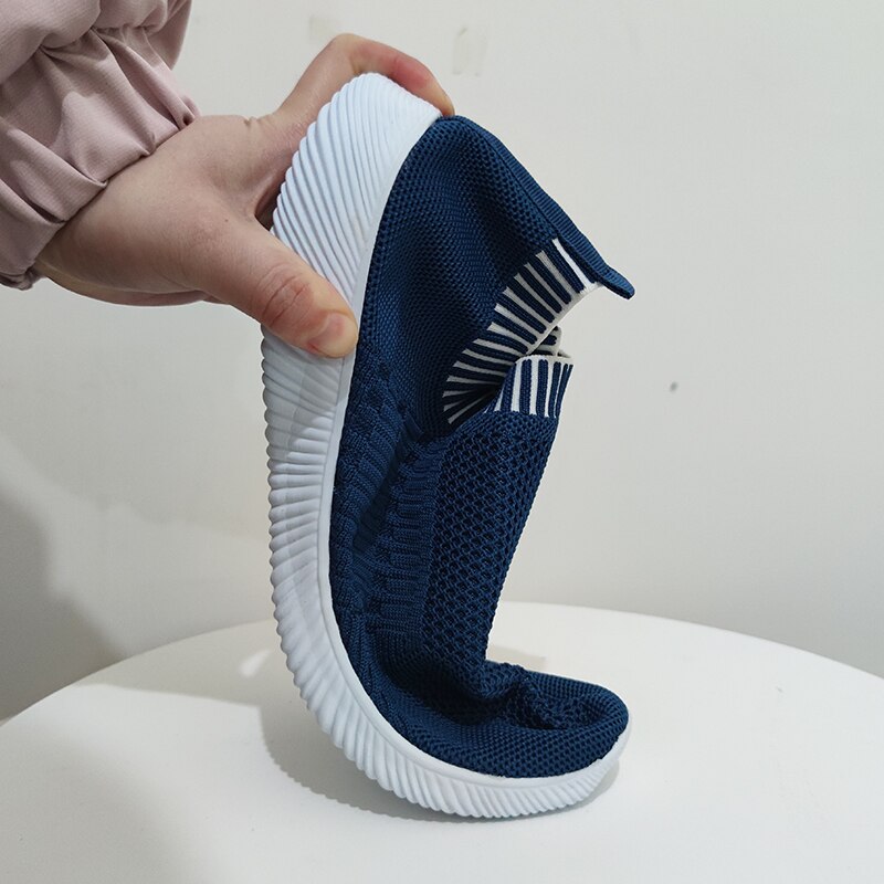 Breathable Mesh Sneakers Summer Slip on Soft Bottom Running Shoes Woman Plus Size Elastic Knit Casual Flats The Clothing Company Sydney