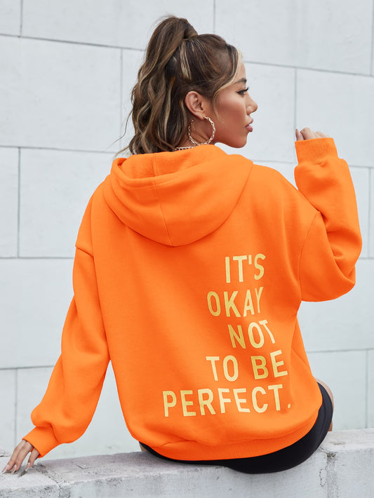 It's Okay No To Be Perfect Print Cotton Mix Long Sleeve Hoodie Niche Soft Sweatshirts Essential Comfortable Tracksuit Sweatershirts The Clothing Company Sydney