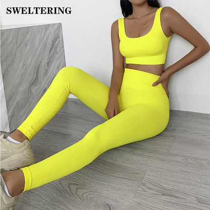 2 Pieces Seamless Fitness Yoga Suit Gym Push Up Clothes Workout Sport Set Padded Sports Bra High Waist Legging Sportswear The Clothing Company Sydney
