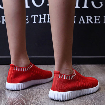 Breathable Mesh Sneakers Summer Slip on Soft Bottom Running Shoes Woman Plus Size Elastic Knit Casual Flats The Clothing Company Sydney