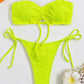 Tie Front Bandeau Thong Bikinis Two Piece Swimwear Swimsuit Bikini Set Summer Beach Bathing Suit The Clothing Company Sydney