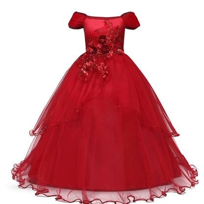 Kid Wedding Dresses for Girls Elegant Flower Princess Long Gown Baby Girl Christmas Dress Size 6 12 14 Years The Clothing Company Sydney