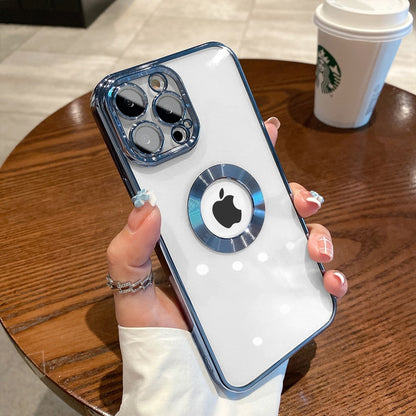 Luxury Square Plating Clear Case For iPhone 13 12 11 Pro Max X XR XS Plus LOGO Hole Hollow Soft Silicone Glass Camera Cover The Clothing Company Sydney