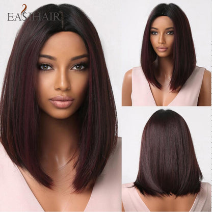 Short Straight Bob Wigs with Bang Golden Brown Natural Synthetic Hair for Women Daily Cosplay Heat Resistant Fiber Wigs The Clothing Company Sydney