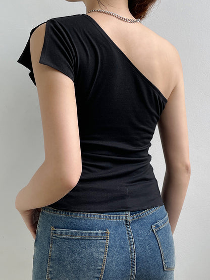 Asymmetrical Dark Academia Rose Printed Summer One Shoulder Grunge Gothic Clothes Tank Cropped Vintage Top The Clothing Company Sydney