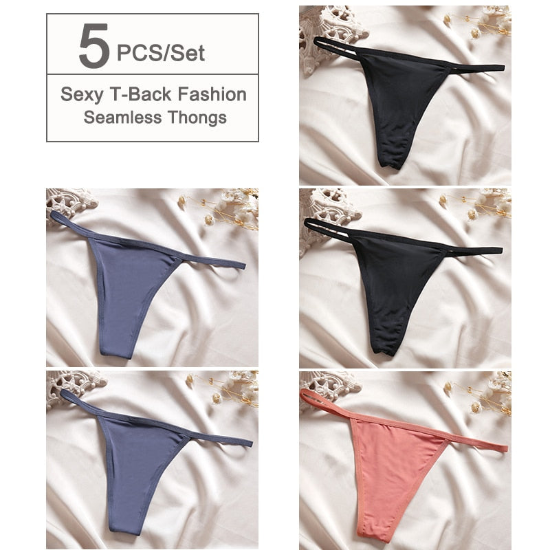 5 Pack Women Seamless G-String Underwear Panties Low Waist Girl T-back Panty Soft Thin Strap Thong Lingerie The Clothing Company Sydney