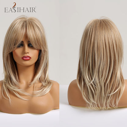 Short Straight Bob Wigs with Bang Golden Brown Natural Synthetic Hair for Women Daily Cosplay Heat Resistant Fiber Wigs The Clothing Company Sydney