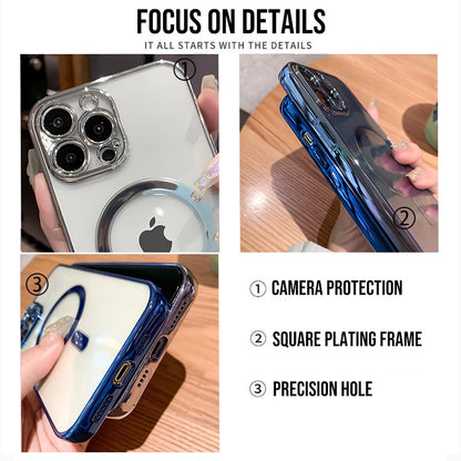 Luxury Plating Clear Magnetic For Magsafe Wireless Charge Case For iPhone 13 12 11 Pro Max X XR XS Plus Soft Silicone Cover The Clothing Company Sydney