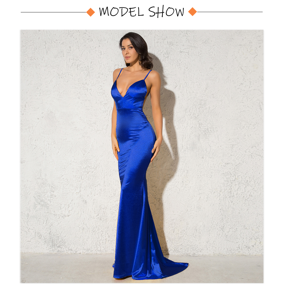 Backless Satin Evening Gown Strappy Deep V Neck Floor Length Prom Padded Stretch Formal Cocktail Wedding Party Dresses The Clothing Company Sydney