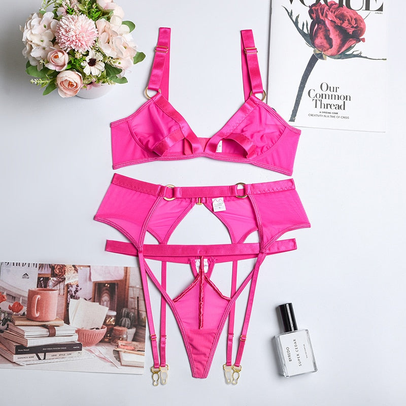 Lace Hollow Out 3 Piece Set Wireless Underwear Sensual Lingerie Set The Clothing Company Sydney