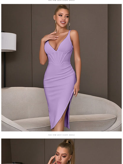 Spaghetti Strap Bodycon Bandage Dress Summer V Neck Club Elegant Outwear Celebrity Runway Party Dress The Clothing Company Sydney