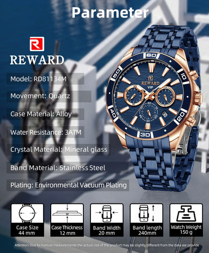 Mens Watch Waterproof Sport Wristwatch for Men Stainless Steel Business Quartz Watches Clock Gift for Father Birthday The Clothing Company Sydney