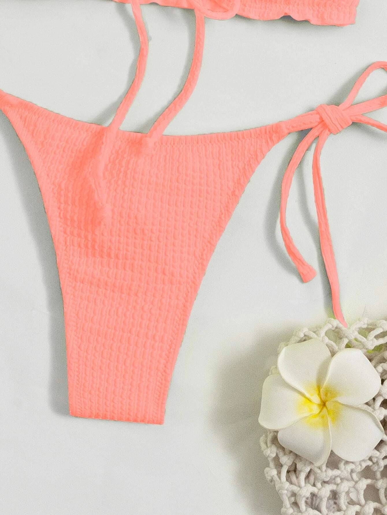 Tie Front Bandeau Thong Bikinis Two Piece Swimwear Swimsuit Bikini Set Summer Beach Bathing Suit The Clothing Company Sydney