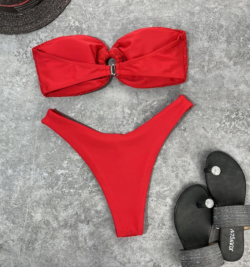 High Cut Swimsuits Bandeau Bikini Set Thong Swimwear Strapless Brazilian Bikini Set Bathing Suit The Clothing Company Sydney