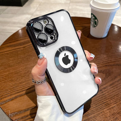 Luxury Square Plating Clear Case For iPhone 13 12 11 Pro Max X XR XS Plus LOGO Hole Hollow Soft Silicone Glass Camera Cover The Clothing Company Sydney