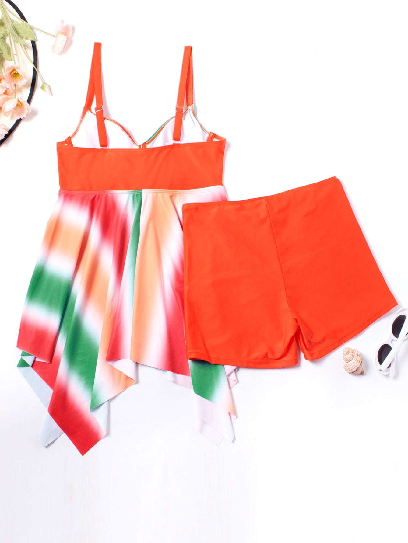 2 Piece Rainbow Printed Plus Size Swimwear Women High Waist Swimsuit The Clothing Company Sydney