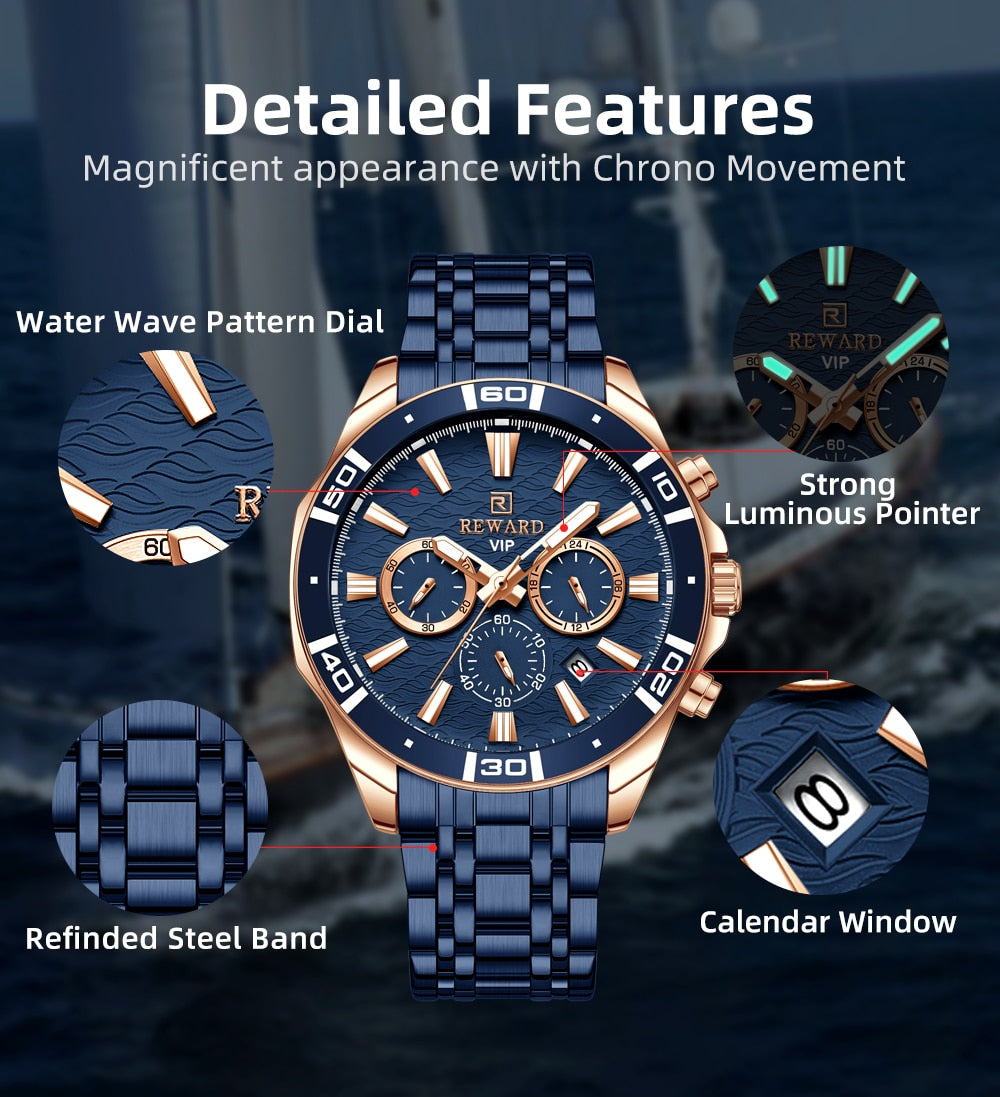 Mens Watch Waterproof Sport Wristwatch for Men Stainless Steel Business Quartz Watches Clock Gift for Father Birthday The Clothing Company Sydney