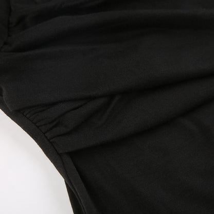 Y2K Cross Crop Top Folds Black Square Collar T Shirt Short Sleeve Square Collar Cute Chic Tee Grunge Tee Retro Top The Clothing Company Sydney