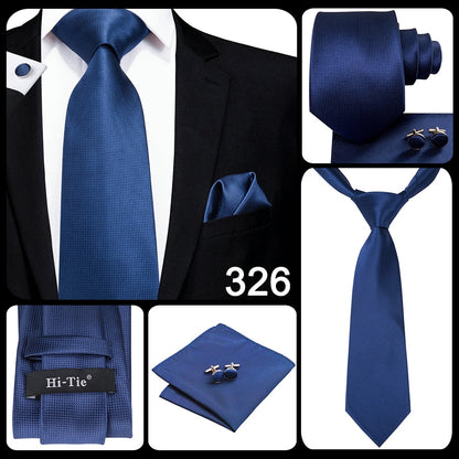 Business Tie for Men Silk Blue Tie Dots Necktie Set Plaid Cufflinks for Wedding Business Tie 150cm The Clothing Company Sydney