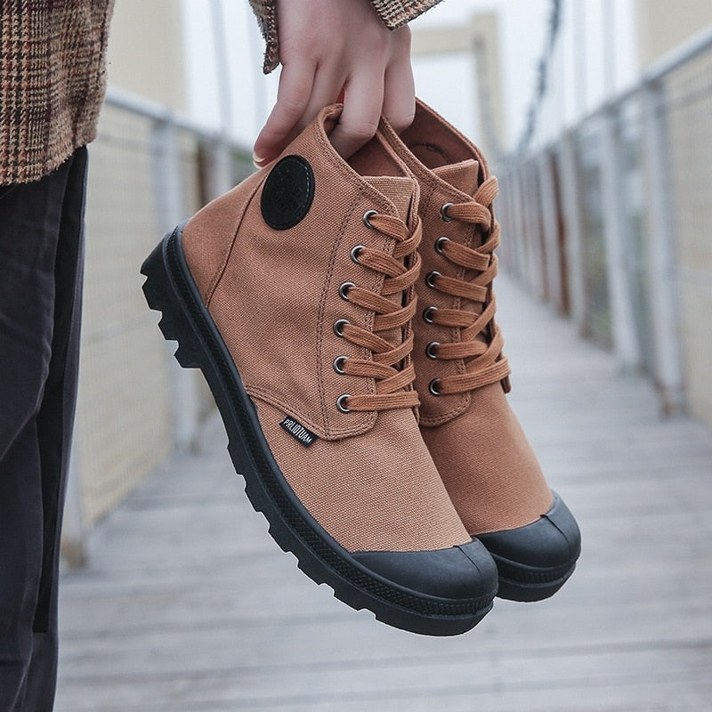 High Top Men Ladies Boots Lace Up Canvas Shoes Ankle Motorcycle Sneakers Military Desert Boots The Clothing Company Sydney