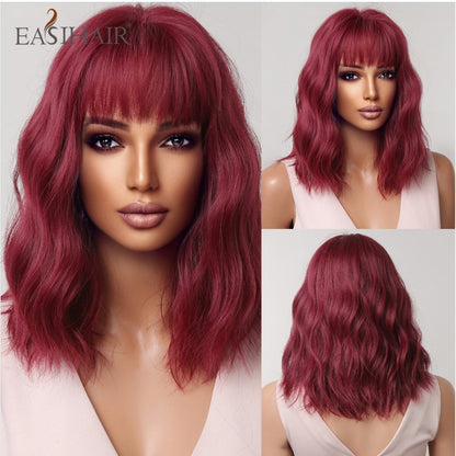Short Straight Bob Wigs with Bang Golden Brown Natural Synthetic Hair for Women Daily Cosplay Heat Resistant Fiber Wigs The Clothing Company Sydney