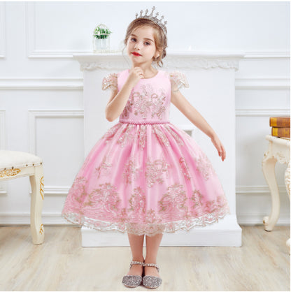 Embroidery Flower Wedding Evening Children Clothing Princess Party Kids Dresses for Girls Birthday Party Lace Flower Ball Gown The Clothing Company Sydney