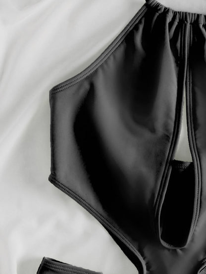 Solid Tied Halter Swimwear Women High Waist Push Up Hollow One Piece Swimsuit Monokini Summer Bathing Suit The Clothing Company Sydney