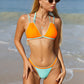 2 Piece Low waist swimsuit Colorful Bordered Push Up bikinis Hollow Out swimwear The Clothing Company Sydney