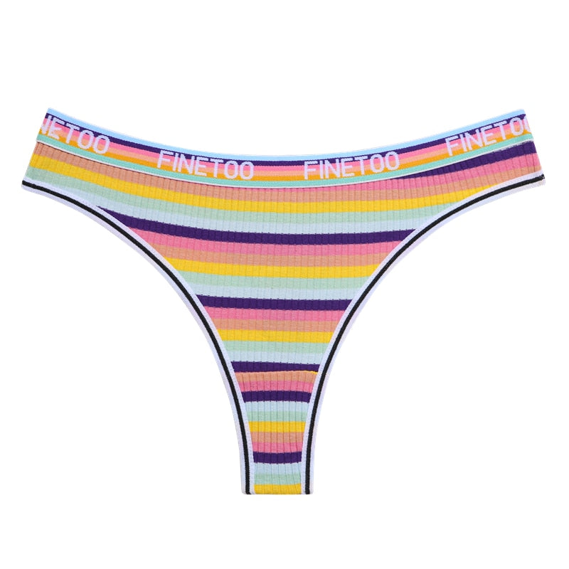 3 Pack Cotton Mix Seamless G-string Colorful Striped Lingerie Panties S-XL Thongs Female Letter Waist Underwear Briefs The Clothing Company Sydney