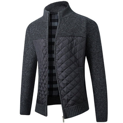 Autumn Winter Men's Jacket Slim Fit Stand Collar Zipper Solid Thick Warm Jacket Cardigan Sweater The Clothing Company Sydney