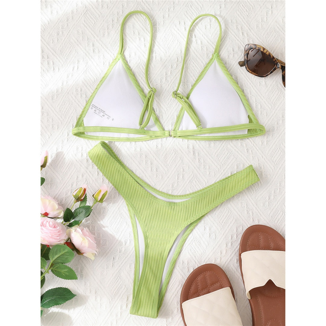 Ribbed High Cut Bikini Female Swimsuit Swimwear Two-piece Bikini set Bather Bathing Suit The Clothing Company Sydney