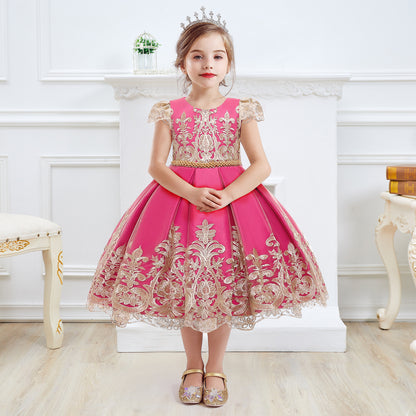 Embroidery Flower Wedding Evening Children Clothing Princess Party Kids Dresses for Girls Birthday Party Lace Flower Ball Gown The Clothing Company Sydney