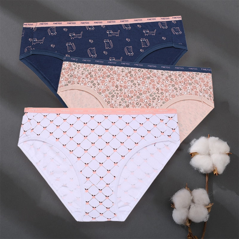 3 pack Set Women Panties Cotton Underwear Patchwork Cute Design Lingerie Underpants Pantys Sexy Briefs Intimates for Girls The Clothing Company Sydney