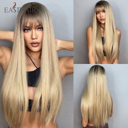 Brown Straight Synthetic Wigs with Bangs Natural Layered Hair Wigs for Women Daily Cosplay Party Heat Resistant Wigs The Clothing Company Sydney