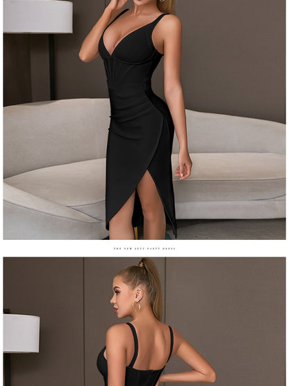 Spaghetti Strap Bodycon Bandage Dress Summer V Neck Club Elegant Outwear Celebrity Runway Party Dress The Clothing Company Sydney