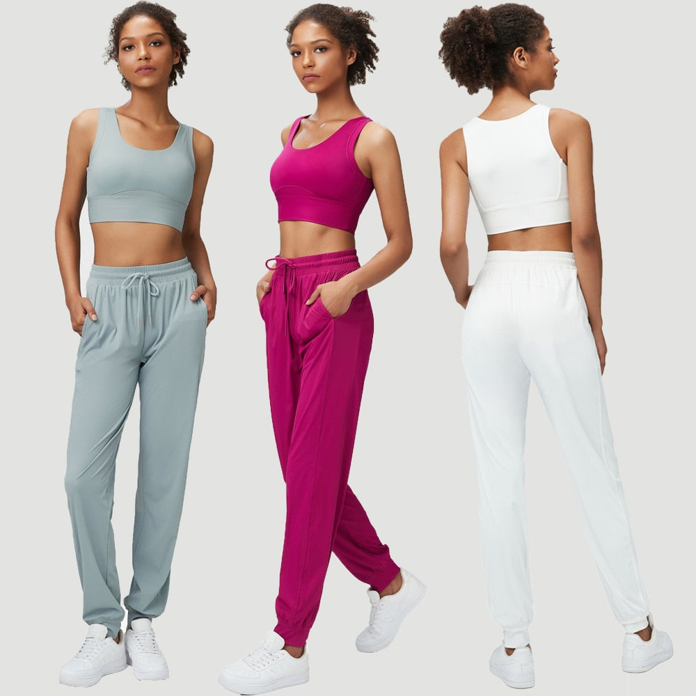 Two Piece Workout Yoga Suit Women Solid Color Breathable Running Sportswear SBra Joggers Pants Athletic Wear Gym Clothes The Clothing Company Sydney