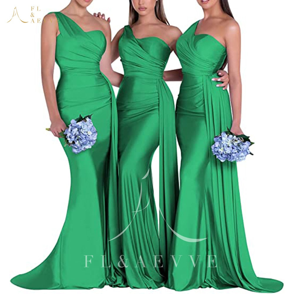 Mermaid Bridesmaid Dresses One Shoulder Dresses Elegant Wedding Elastic Satin Party Bridesmaids Gowns The Clothing Company Sydney