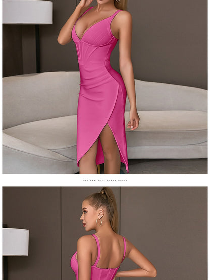 Spaghetti Strap Bodycon Bandage Dress Summer V Neck Club Elegant Outwear Celebrity Runway Party Dress The Clothing Company Sydney