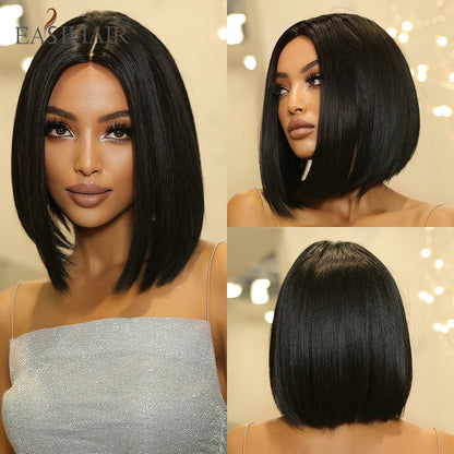 Short Straight Bob Wigs with Bang Golden Brown Natural Synthetic Hair for Women Daily Cosplay Heat Resistant Fiber Wigs The Clothing Company Sydney