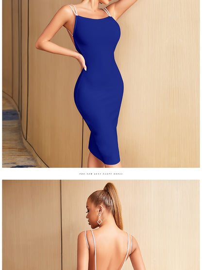 Summer Spaghetti Strap Backless Bandage Dress Diamonds Celebrity Club Evening Runway Party Dresses The Clothing Company Sydney