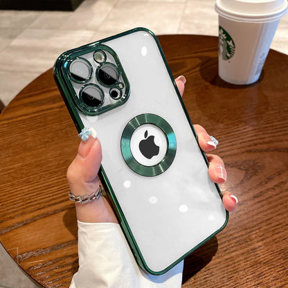 Luxury Square Plating Clear Case For iPhone 13 12 11 Pro Max X XR XS Plus LOGO Hole Hollow Soft Silicone Glass Camera Cover The Clothing Company Sydney