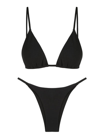 Low Waist Padded Bodysuit Two Pieces Swimsuit Tarzan Gather Cup Bikinis Curtain String Ribbed Two-Piece Suits The Clothing Company Sydney