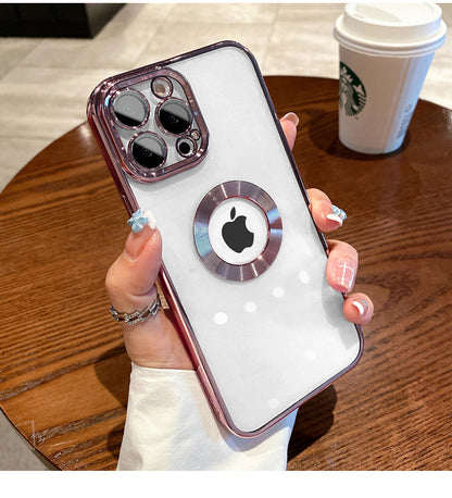 Luxury Square Plating Clear Case For iPhone 13 12 11 Pro Max X XR XS Plus LOGO Hole Hollow Soft Silicone Glass Camera Cover The Clothing Company Sydney