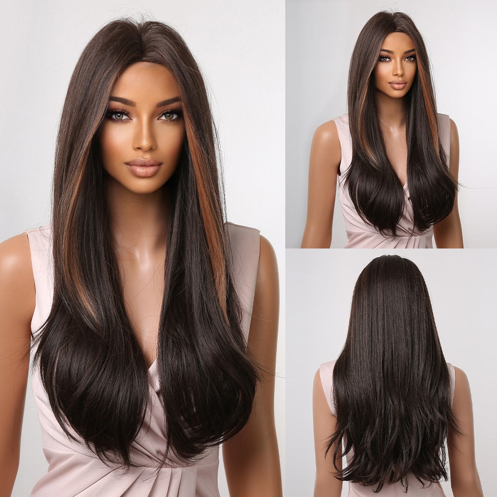Long Straight Blonde Layered Synthetic Wigs Brown Balayage Ombre Wigs With Bang Cosplay Costume Heat Resistant Wigs The Clothing Company Sydney